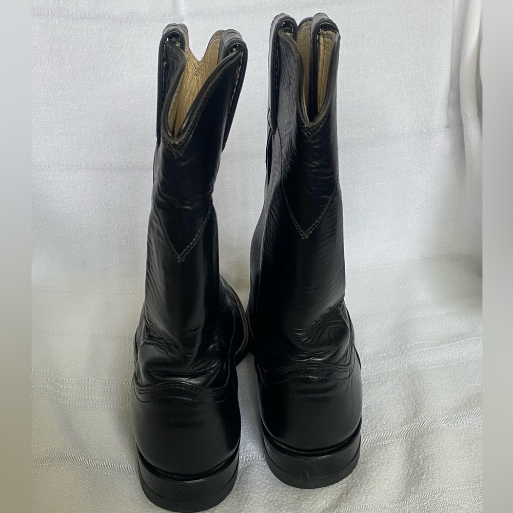 Justin Leather Roper Boots Black 6 - Picture 3 of 6